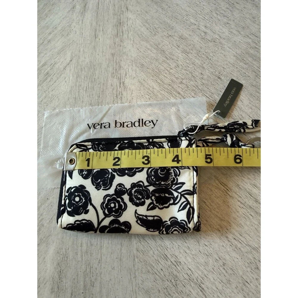 Vera Bradley Wristlet Wallet Zip Card Pouch Bubbly Flowers Black New with Tags - Picture 7 of 8